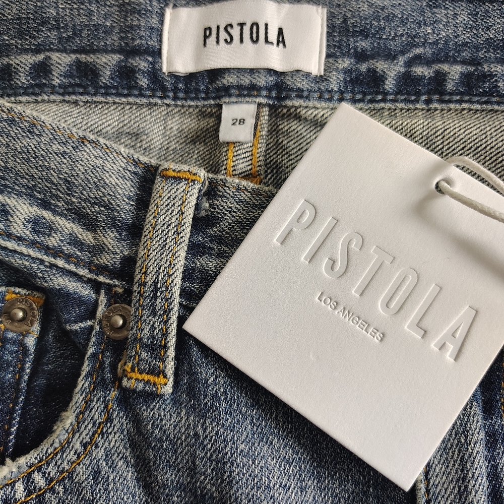 Pistola Stevie High Rise Relaxed Flare Jeans Pulse Wash Size 28 NWT - Picture 7 of 10